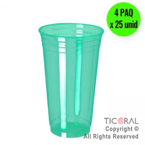 VASO NEON FLUO 300CC VERDE COPOBRAS (4 pack x 25 unidades)